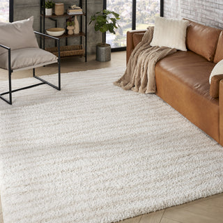 Nourison Modern Shag MMD05 Ivory Beige Area Rug Corner Image