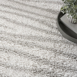 Nourison Modern Shag MMD05 Ivory Grey Area Rug Corner Image