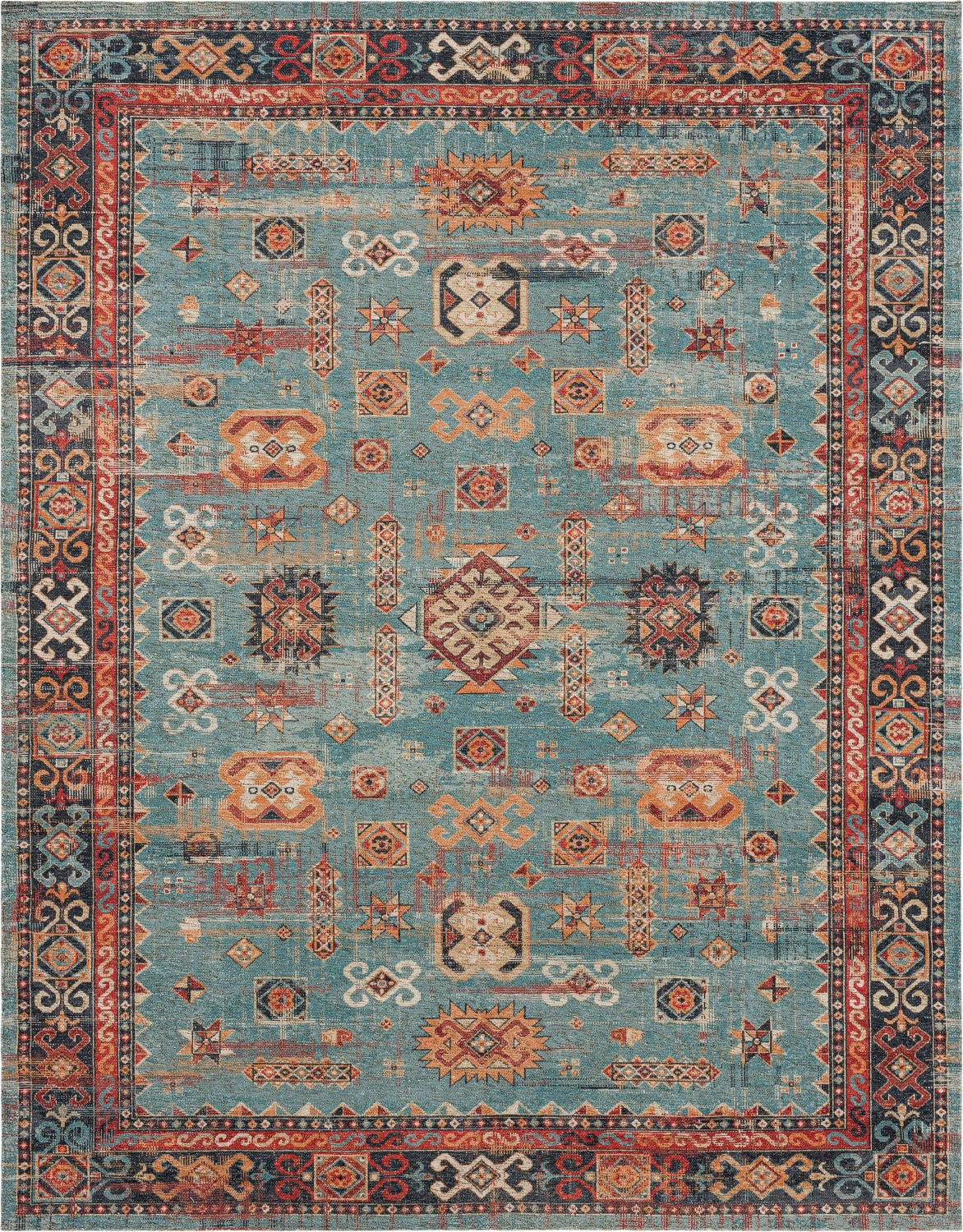Karastan Zula Haykota Terracotta/Rust Blue Area Rug – Incredible Rugs ...