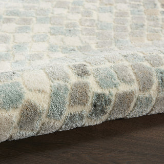 Nourison Marmara MRA02 Ivory Teal Grey Area Rug Corner Image