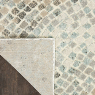 Nourison Marmara MRA02 Ivory Teal Grey Area Rug Corner Image