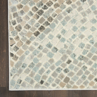 Nourison Marmara MRA02 Ivory Teal Grey Area Rug Detail Image