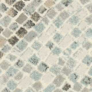 Nourison Marmara MRA02 Ivory Teal Grey Area Rug Swatch Image