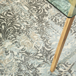 Nourison Marmara MRA04 Charcoal Teal Ivory Area Rug Corner Image