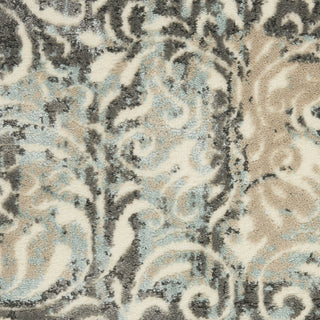 Nourison Marmara MRA04 Charcoal Teal Ivory Area Rug Swatch Image