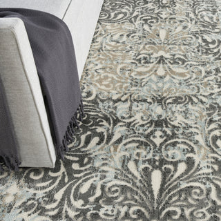 Nourison Marmara MRA04 Charcoal Teal Ivory Area Rug Corner Image