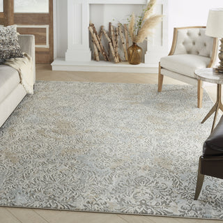 Nourison Marmara MRA05 Grey Ivory Area Rug Corner Image