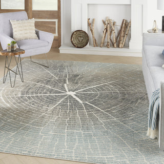 Nourison Marmara MRA06 Teal Grey Ivory Area Rug Corner Image
