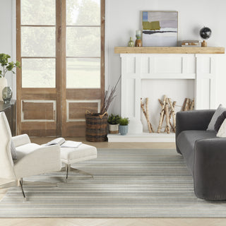 Nourison Marmara MRA07 Grey Ivory Teal Area Rug Room Image Feature