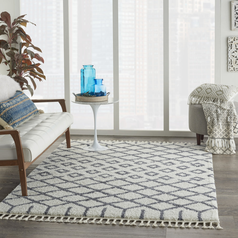 Nourison Moroccan Shag MRK01 White Area Rug Room Image Feature