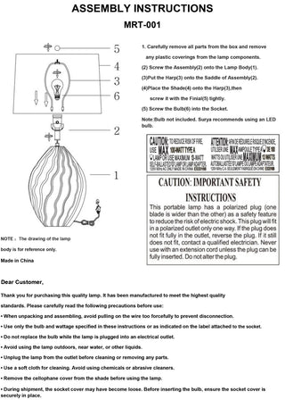 Surya Marton MRT-001 Lamp Assembly