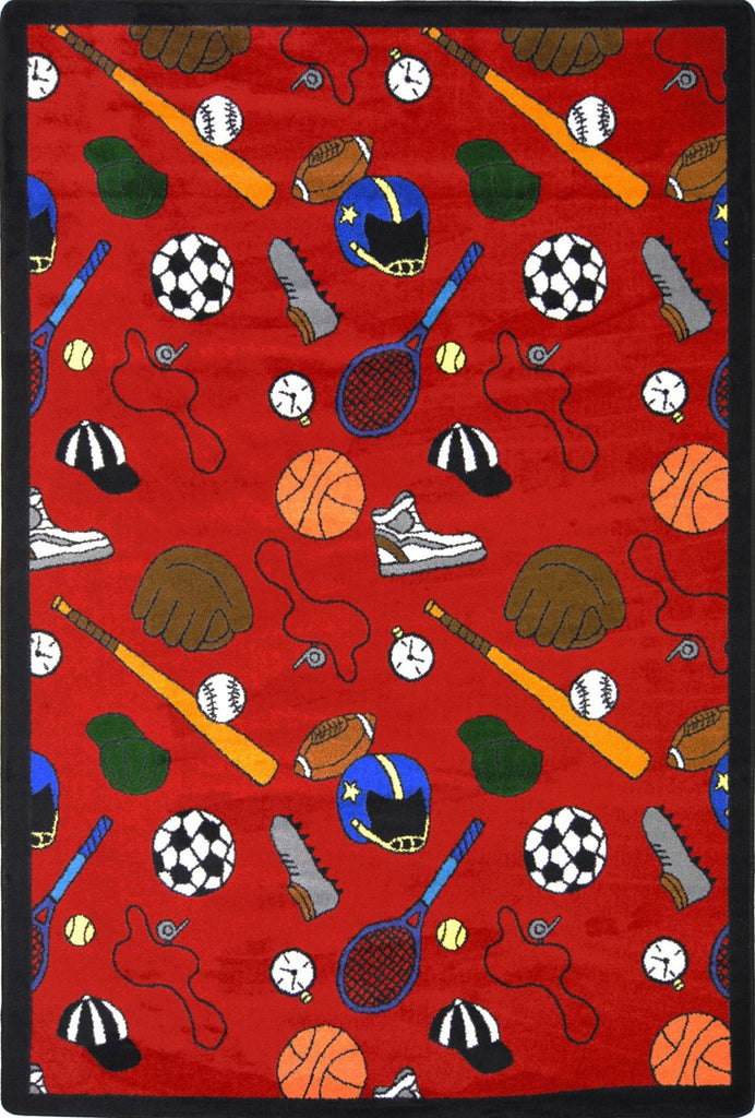 Joy Carpets Games People Play Multi-Sport Red Area Rug