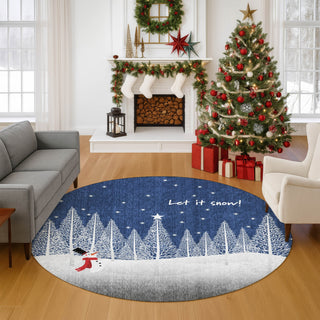 Dalyn Merry and Bright MY12 Navy Machine Washable Area Rug Round Lifestyle Image Feature