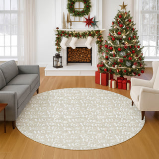 Dalyn Merry and Bright MY22 Beige Machine Washable Area Rug Round Lifestyle Image Feature