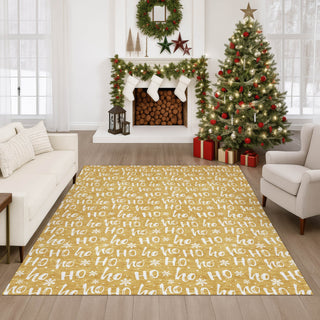 Dalyn Merry and Bright MY22 Gold Machine Washable Area Rug Lifestyle Image Feature