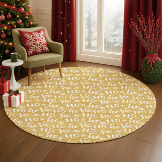 Dalyn Merry and Bright MY22 Gold Machine Washable Area Rug Round Lifestyle Image Feature