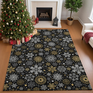 Dalyn Merry and Bright MY25 Black Machine Washable Area Rug Lifestyle Image Feature