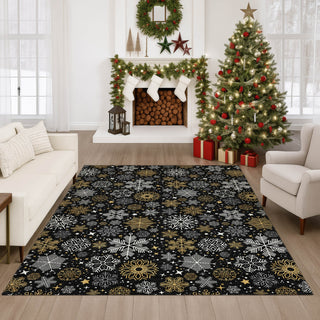 Dalyn Merry and Bright MY25 Black Machine Washable Area Rug Lifestyle Image Feature