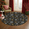 Dalyn Merry and Bright MY25 Black Machine Washable Area Rug Round Lifestyle Image Feature