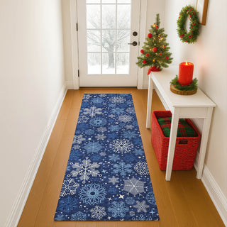 Dalyn Merry and Bright MY25 Navy Machine Washable Area Rug Runner Lifestyle Image Feature
