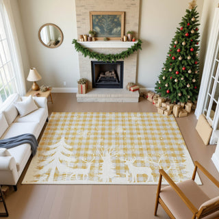 Dalyn Merry and Bright MY26 Gold Machine Washable Area Rug Lifestyle Image Feature