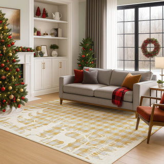 Dalyn Merry and Bright MY26 Gold Machine Washable Area Rug Lifestyle Image Feature