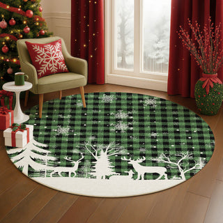 Dalyn Merry and Bright MY26 Green Machine Washable Area Rug Round Lifestyle Image Feature