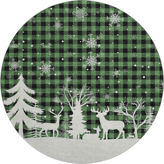 Dalyn Merry and Bright MY26 Green Machine Washable Area Rug Round Main Image