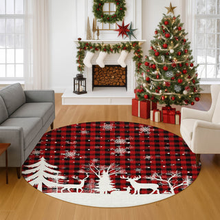 Dalyn Merry and Bright MY26 Red Machine Washable Area Rug Round Lifestyle Image Feature