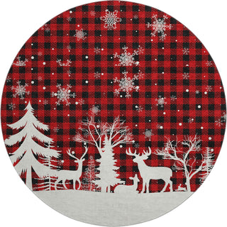 Dalyn Merry and Bright MY26 Red Machine Washable Area Rug Round Main Image