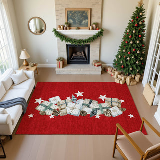 Dalyn Merry and Bright MY27 Red Machine Washable Area Rug Lifestyle Image Feature
