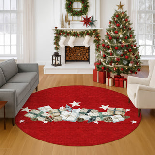 Dalyn Merry and Bright MY27 Red Machine Washable Area Rug Round Lifestyle Image Feature
