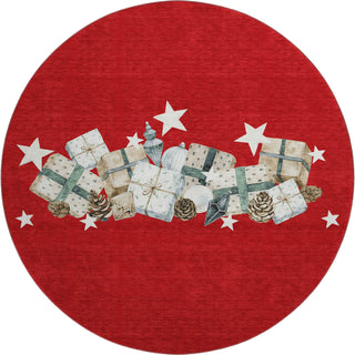 Dalyn Merry and Bright MY27 Red Machine Washable Area Rug Round Main Image