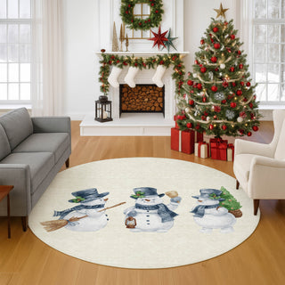 Dalyn Merry and Bright MY28 Ivory Machine Washable Area Rug Round Lifestyle Image Feature