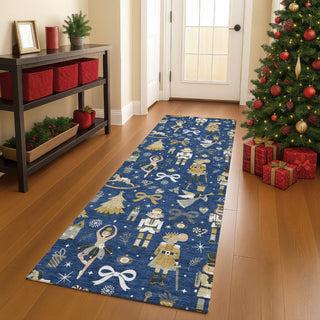 Dalyn Merry and Bright MY29 Navy Machine Washable Area Rug Runner Lifestyle Image Feature