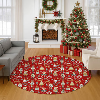 Dalyn Merry and Bright MY29 Red Machine Washable Area Rug Round Lifestyle Image Feature