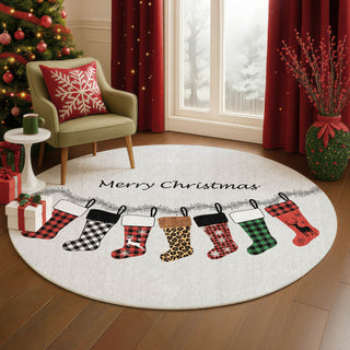 Dalyn Merry and Bright MY5 Silver Machine Washable Area Rug Round Lifestyle Image Feature