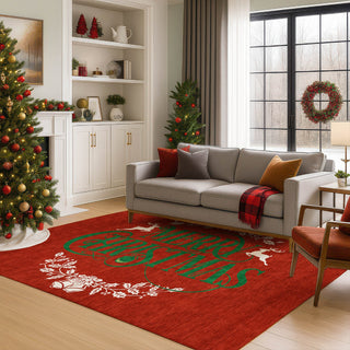 Dalyn Merry and Bright MY6 Red Machine Washable Area Rug Lifestyle Image Feature