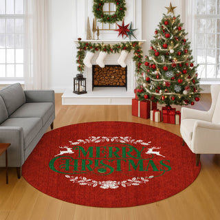 Dalyn Merry and Bright MY6 Red Machine Washable Area Rug Round Lifestyle Image Feature