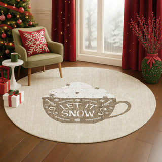 Dalyn Merry and Bright MY7 Beige Machine Washable Area Rug Round Lifestyle Image Feature