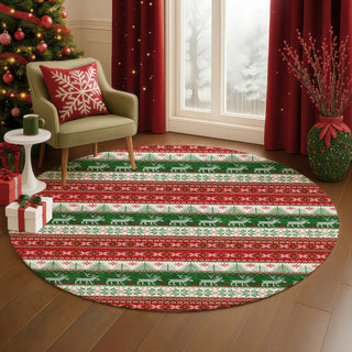 Dalyn Merry and Bright MY9 Red Machine Washable Area Rug Round Lifestyle Image Feature