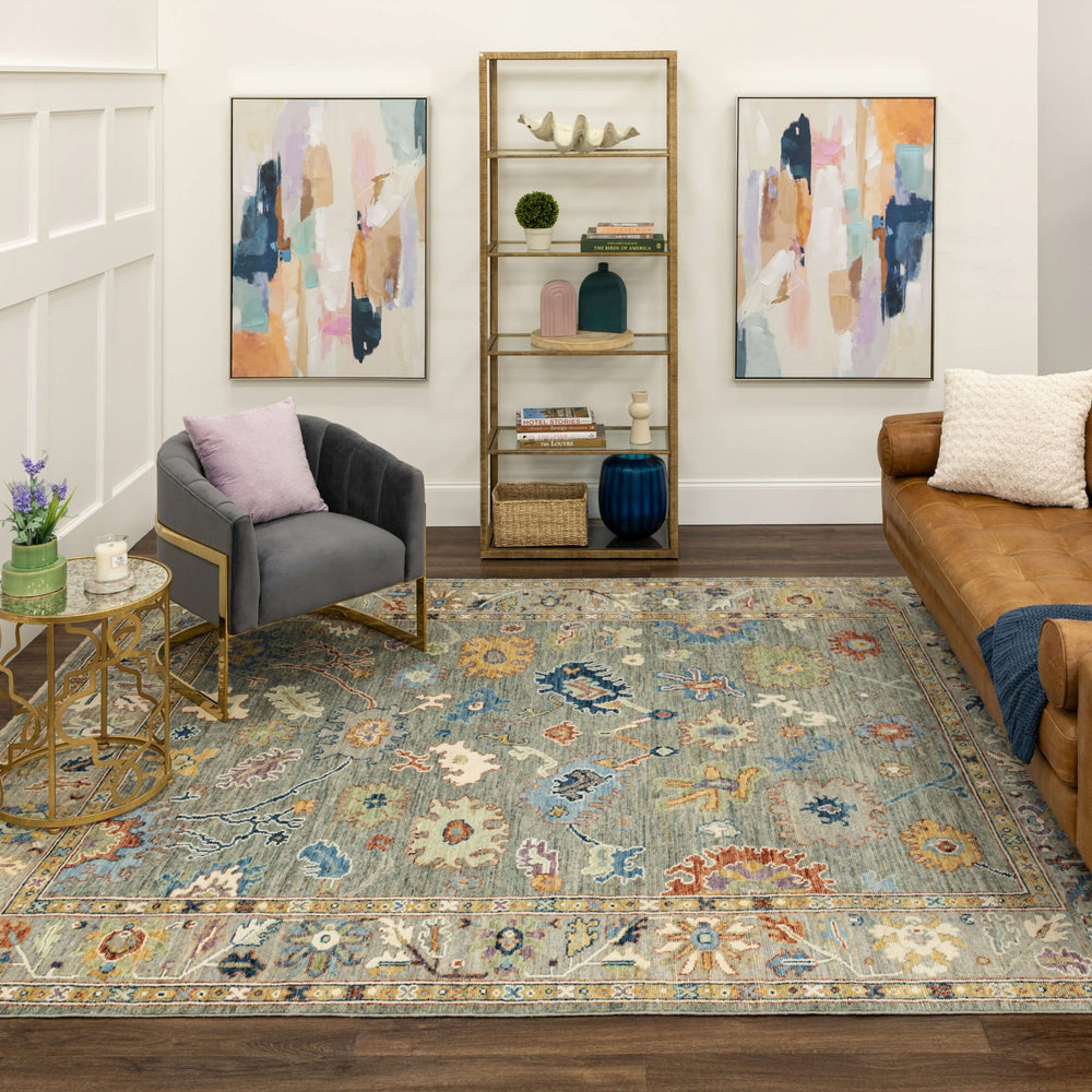 Karastan Mystique Soft Grey Area Rug Lifestyle Image Feature