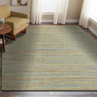 LR Resources Natural Fiber 3313 Blue/Green Area Rug Lifestyle Image Feature