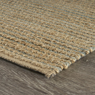 LR Home Natural Fiber 03378 Natural/Blue Area Rug Angle Image