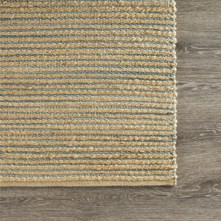 LR Home Natural Fiber 03378 Natural/Blue Area Rug Corner Image