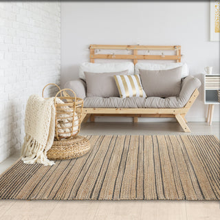 LR Home Natural Fiber 03387 Tan/Black Area Rug 