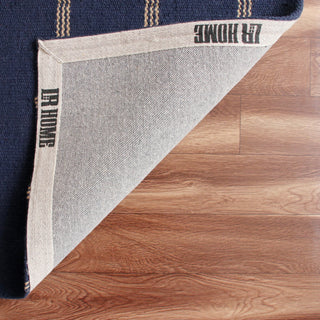 LR Home Hampton 03396 Navy Blue/Tan Area Rug Backing Image