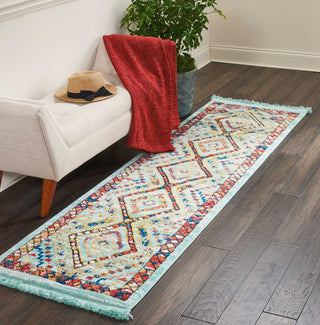 Nourison South Western NAV02 Aqua Area Rug Corner Image