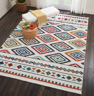 Nourison South Western NAV06 White Area Rug Corner Image