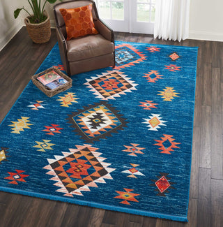 Nourison South Western NAV07 Blue Area Rug Corner Image